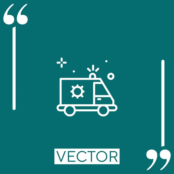 Ambulancia Vector Icono Icono Lineal Línea Carrera Editable — Vector de stock