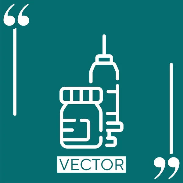 Icono Del Vector Jeringa Icono Lineal Línea Carrera Editable — Vector de stock