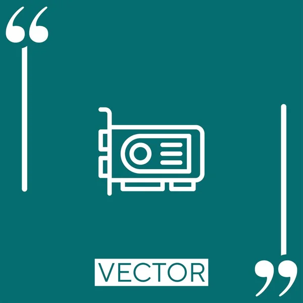 Ícone Vetor Placa Vídeo Ícone Linear Linha Curso Editável — Vetor de Stock