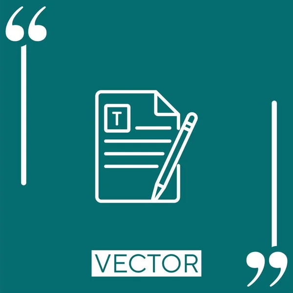 Escritura Icono Vectorial Icono Lineal Línea Carrera Editable — Vector de stock