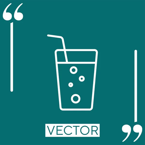 Vidrio Fizzy Icono Vector Agua Icono Lineal Línea Carrera Editable — Vector de stock