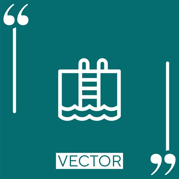 Ícone Vetor Piscina Ícone Linear Linha Curso Editável — Vetor de Stock