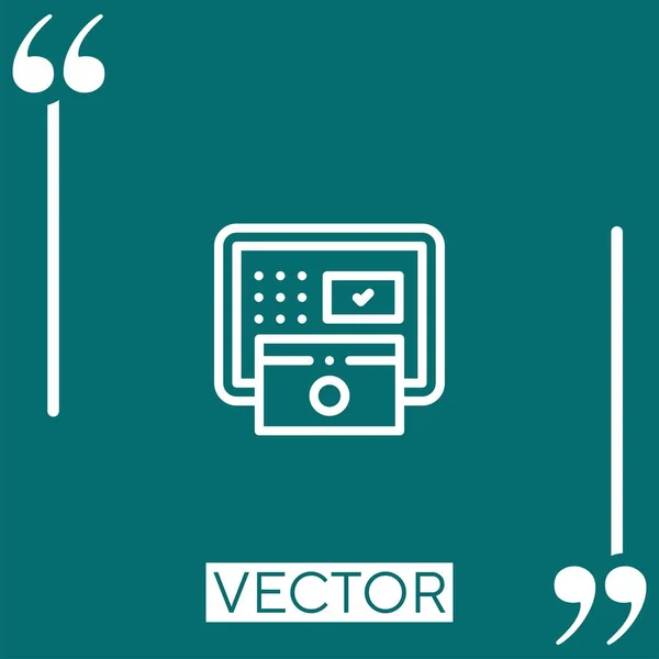 Atm Machine Vector Icon Lineares Symbol Editierbare Strichlinie — Stockvektor
