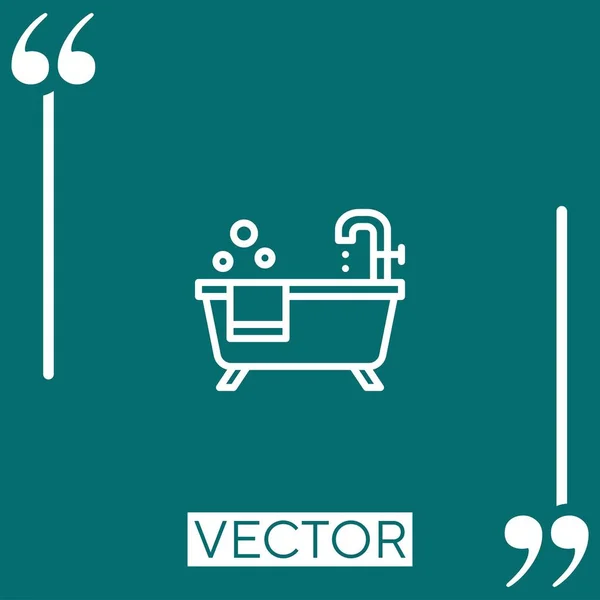 Bañera Icono Vector Icono Lineal Línea Carrera Editable — Vector de stock