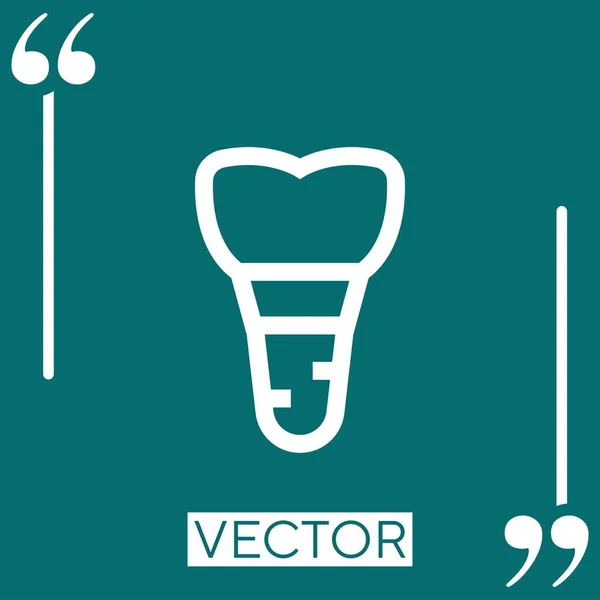 Ícone Vetor Implante Dentário Ícone Linear Linha Curso Editável — Vetor de Stock