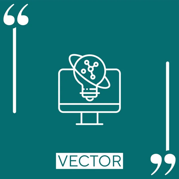 Ícone Vetor Monitor Ícone Linear Linha Curso Editável — Vetor de Stock