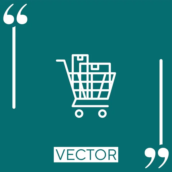 Carrinho Compras Ícone Vetor Ícone Linear Linha Curso Editável — Vetor de Stock