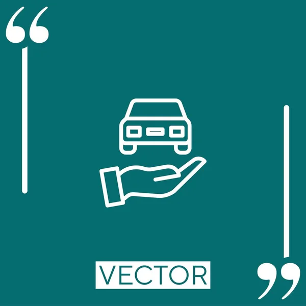 Ícone Vetor Seguro Automóvel Ícone Linear Linha Curso Editável — Vetor de Stock