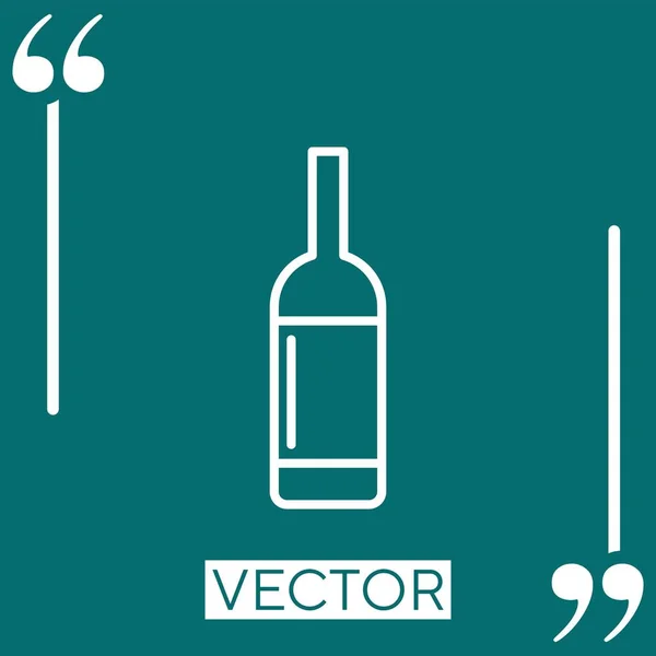 Weinflasche Mit Etikettenvektorsymbol Lineares Symbol Editierbare Strichlinie — Stockvektor