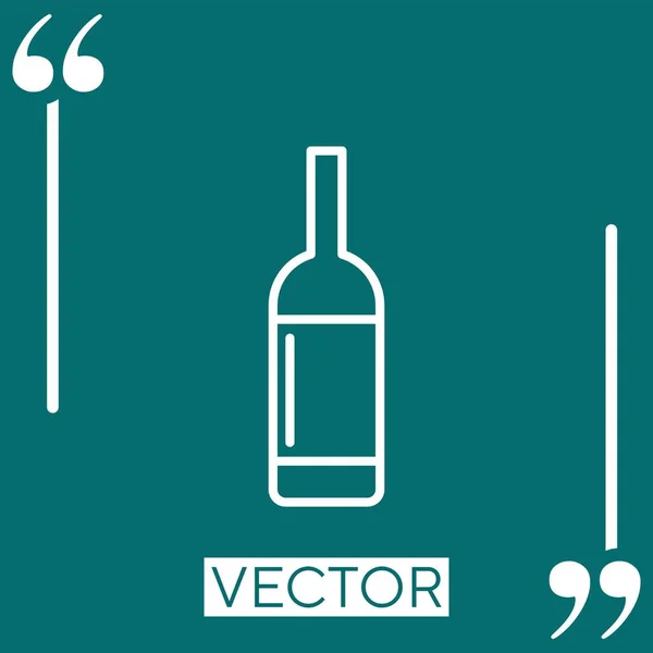 Garrafa Vinho Com Ícone Vetorial Rótulo Ícone Linear Linha Curso — Vetor de Stock