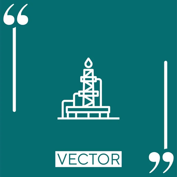 Ícone Vetor Plataforma Perfuração Ícone Linear Linha Curso Editável — Vetor de Stock