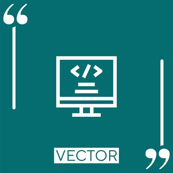 Ícone Vetorial Programação Web Ícone Linear Linha Curso Editável — Vetor de Stock