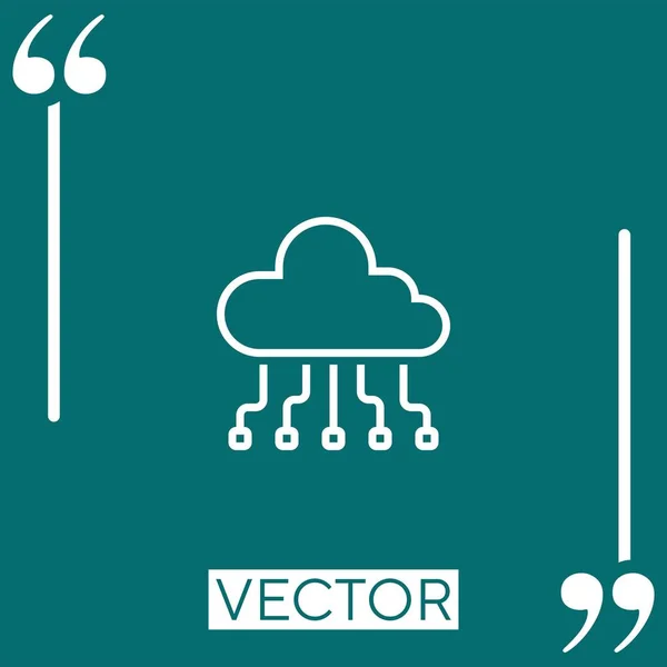 Icône Vectorielle Stockage Cloud Icône Linéaire Ligne Course Modifiable — Image vectorielle