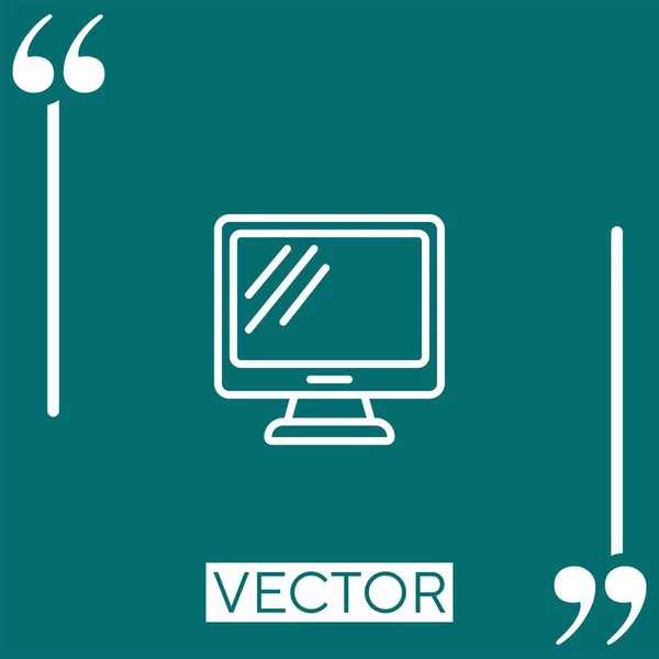 Dator Vektor Ikon Linjär Ikon Redigerbar Stroke Linje — Stock vektor