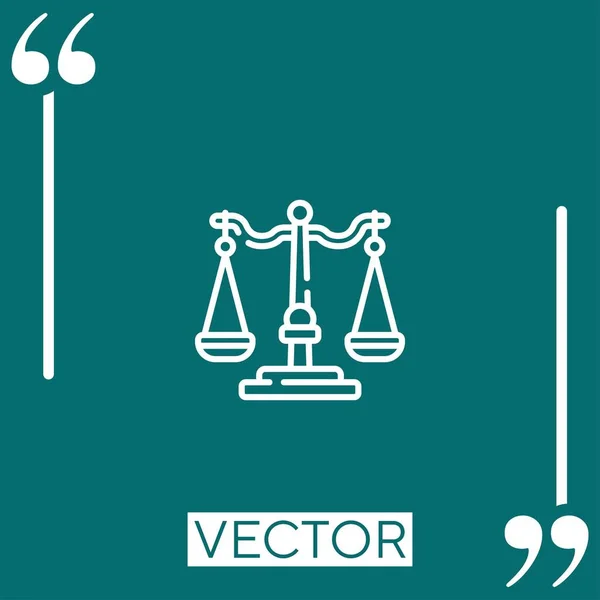 Justiça Ícone Vetor Escala Ícone Linear Linha Curso Editável — Vetor de Stock