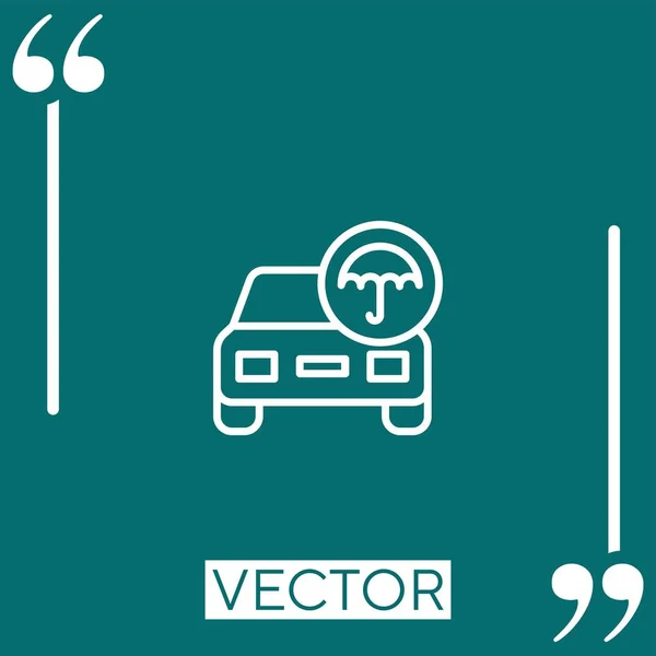 Icono Vector Seguro Coche Icono Lineal Línea Carrera Editable — Vector de stock