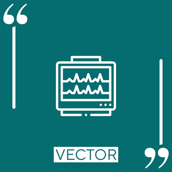 Elektrokardiogramm Vektorsymbol Lineares Symbol Editierbare Strichlinie — Stockvektor