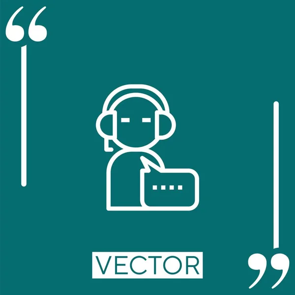 Ícone Vetor Operador Telefone Ícone Linear Linha Curso Editável — Vetor de Stock