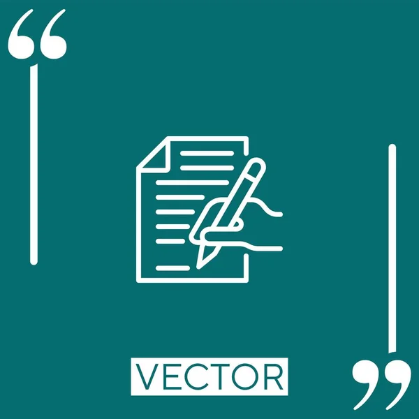 Icono Vector Firma Icono Lineal Línea Carrera Editable — Archivo Imágenes Vectoriales