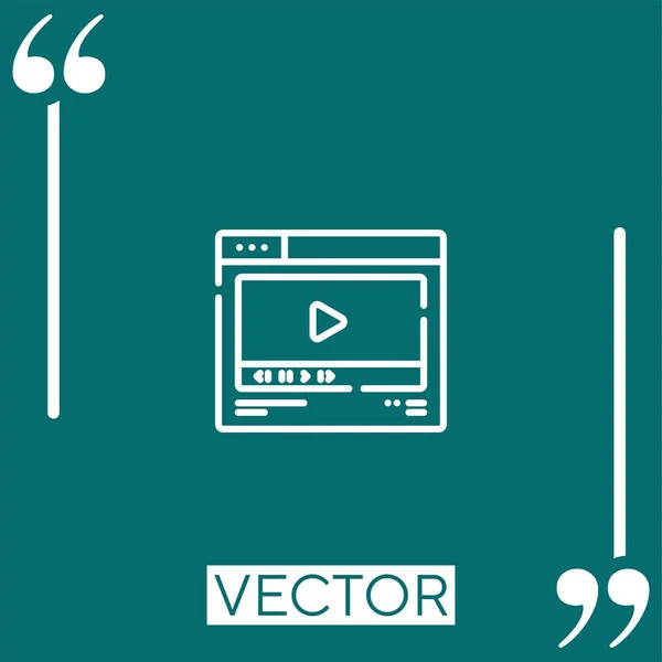 Video Vektor Symbol Lineares Symbol Editierbare Strichlinie — Stockvektor