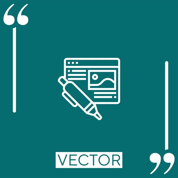 Blog Vektor Symbol Lineares Symbol Editierbare Strichlinie — Stockvektor