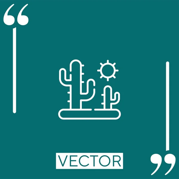 Cactus Vector Icon Icono Lineal Línea Carrera Editable — Vector de stock