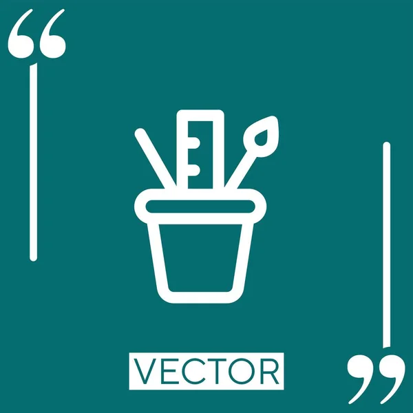 Bleistifthalter Vektorsymbol Lineares Symbol Editierbare Strichlinie — Stockvektor