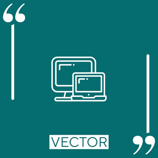 Computer Vector Icon Linear Icon Editable Stroke Line — Stock Vector