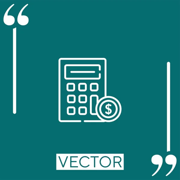 Ícone Vetorial Calculadora Ícone Linear Linha Curso Editável — Vetor de Stock