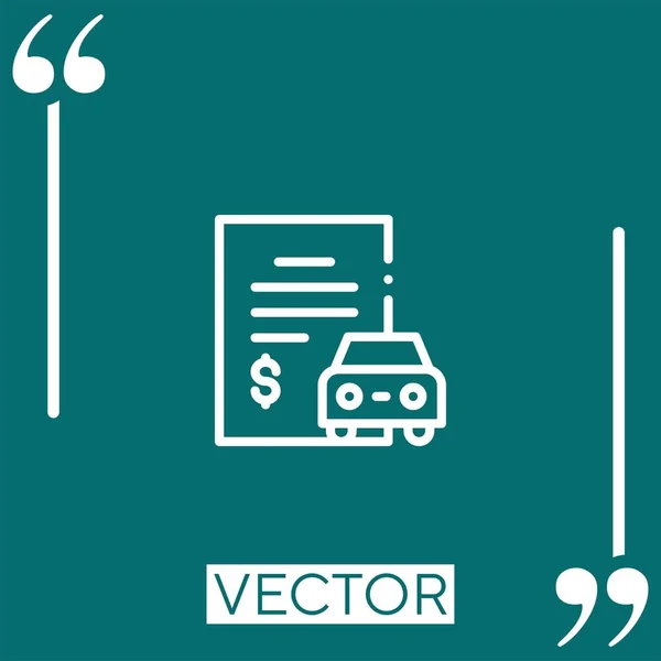 Ícone Vetor Empréstimo Carro Ícone Linear Linha Curso Editável — Vetor de Stock