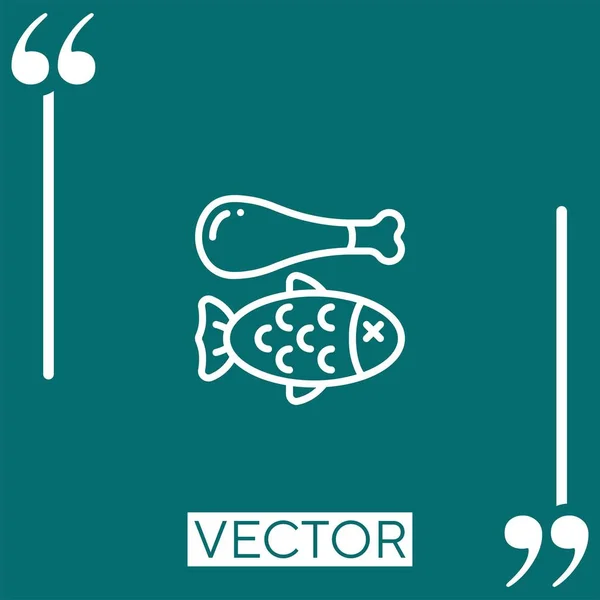 Ícone Vetor Carne Ícone Linear Linha Curso Editável — Vetor de Stock