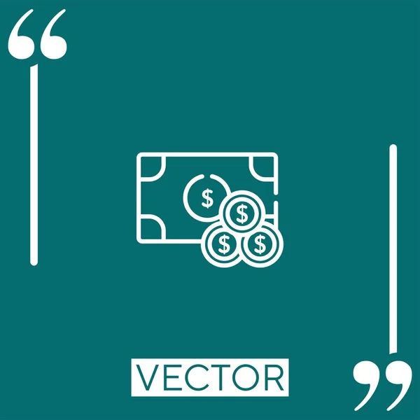 Icono Vector Dinero Icono Lineal Línea Carrera Editable — Vector de stock