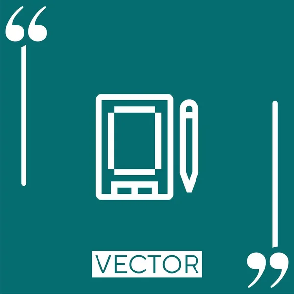 Ícone Gráfico Vetor Tablet Ícone Linear Linha Curso Editável — Vetor de Stock