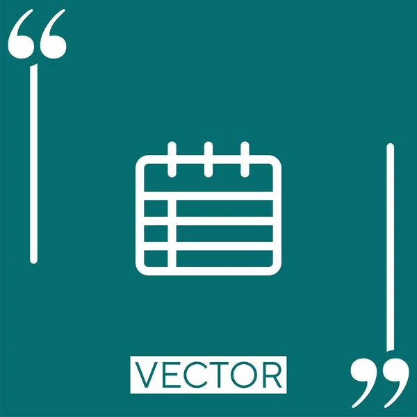 Ícone Vetor Notebook Ícone Linear Linha Curso Editável — Vetor de Stock