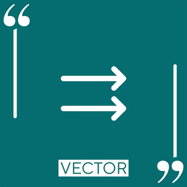 Flecha Derecha Icono Vectorial Icono Lineal Línea Carrera Editable — Vector de stock