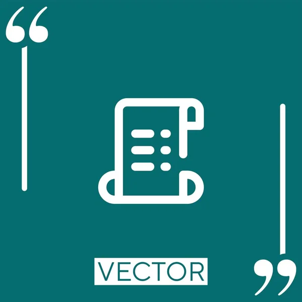 Icono Del Vector Factura Icono Lineal Línea Carrera Editable — Vector de stock