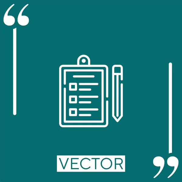 Ícone Vetorial Questionário Ícone Linear Linha Curso Editável —  Vetores de Stock