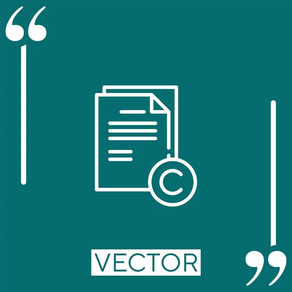 Copyright Vector Icon Icono Lineal Línea Carrera Editable — Vector de stock