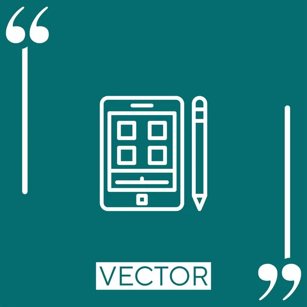 Ícone Gráfico Vetor Tablet Ícone Linear Linha Curso Editável — Vetor de Stock