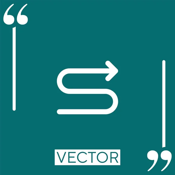Gekrümmtes Pfeil Vektor Symbol Lineares Symbol Editierbare Strichlinie — Stockvektor