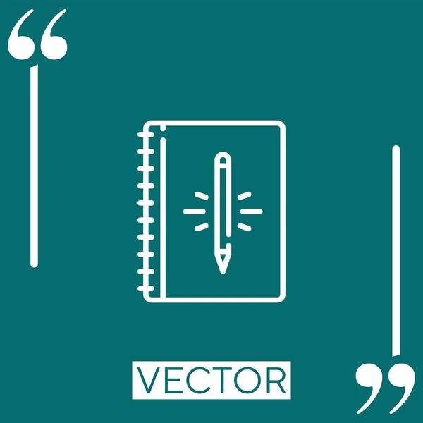 Ícone Vetor Notebook Ícone Linear Linha Curso Editável — Vetor de Stock