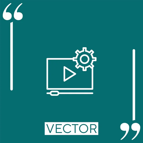 Video Tutorial Vektorsymbol Lineares Symbol Editierbare Strichlinie — Stockvektor
