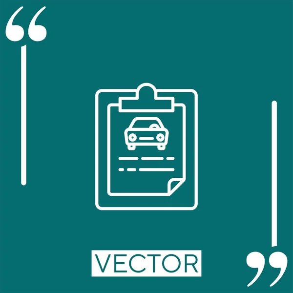 Ícone Vetor Seguro Automóvel Ícone Linear Linha Curso Editável — Vetor de Stock