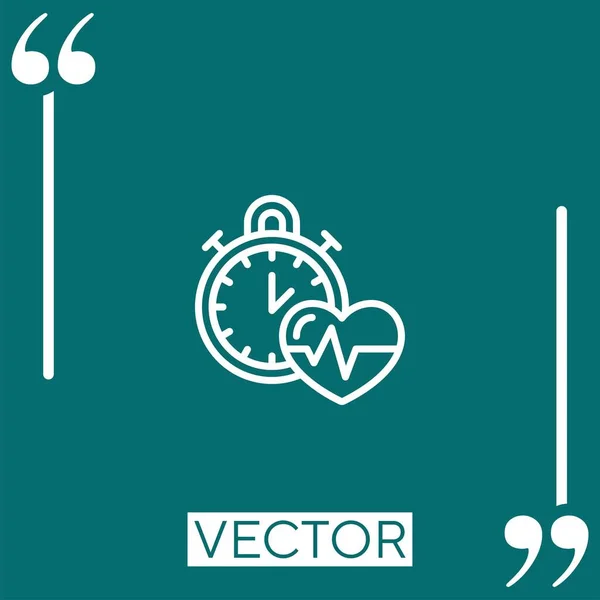 Icono Del Vector Frecuencia Cardíaca Icono Lineal Línea Carrera Editable — Vector de stock