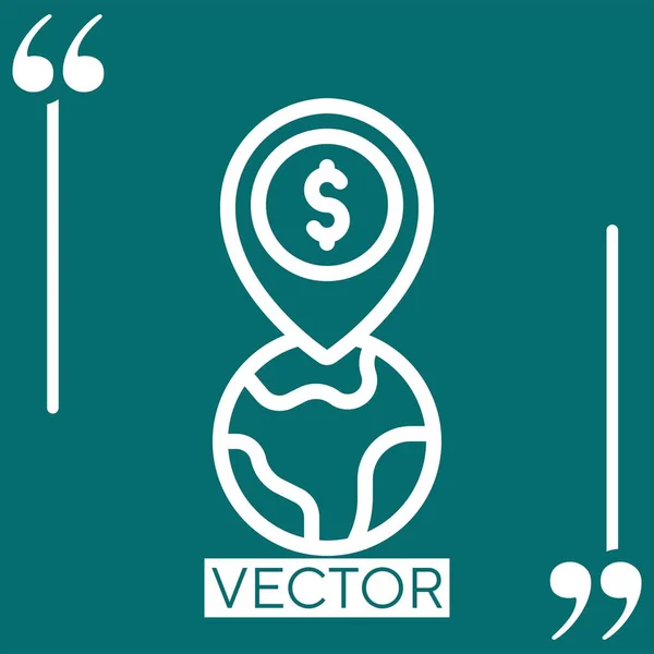 Icono Del Vector Del Mundo Icono Lineal Línea Carrera Editable — Vector de stock