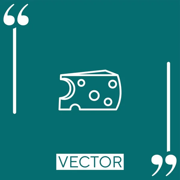 Cheese Chunk Vector Icon Ícone Linear Linha Curso Editável — Vetor de Stock