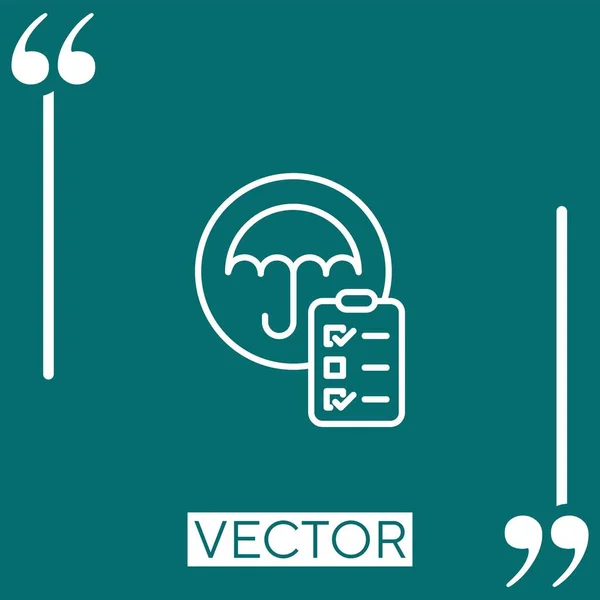 Icône Vectorielle Assurance Icône Linéaire Ligne Course Modifiable — Image vectorielle