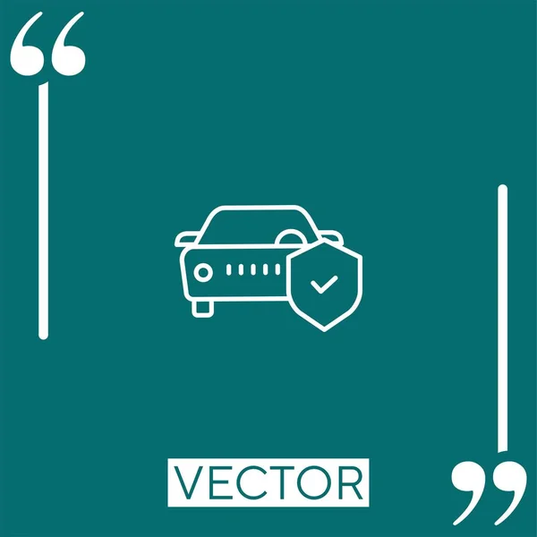 Ícone Vetor Seguro Automóvel Ícone Linear Linha Curso Editável — Vetor de Stock