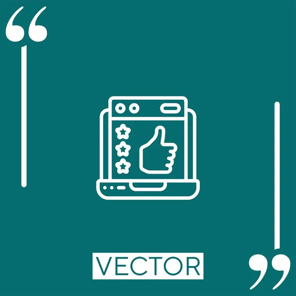 Ícone Vetor Laptop Ícone Linear Linha Curso Editável — Vetor de Stock