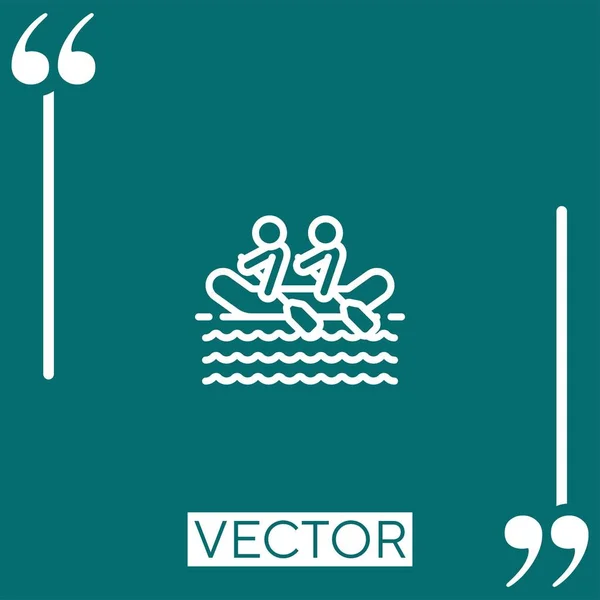 Rafting Vector Icon Icona Lineare Linea Corsa Modificabile — Vettoriale Stock